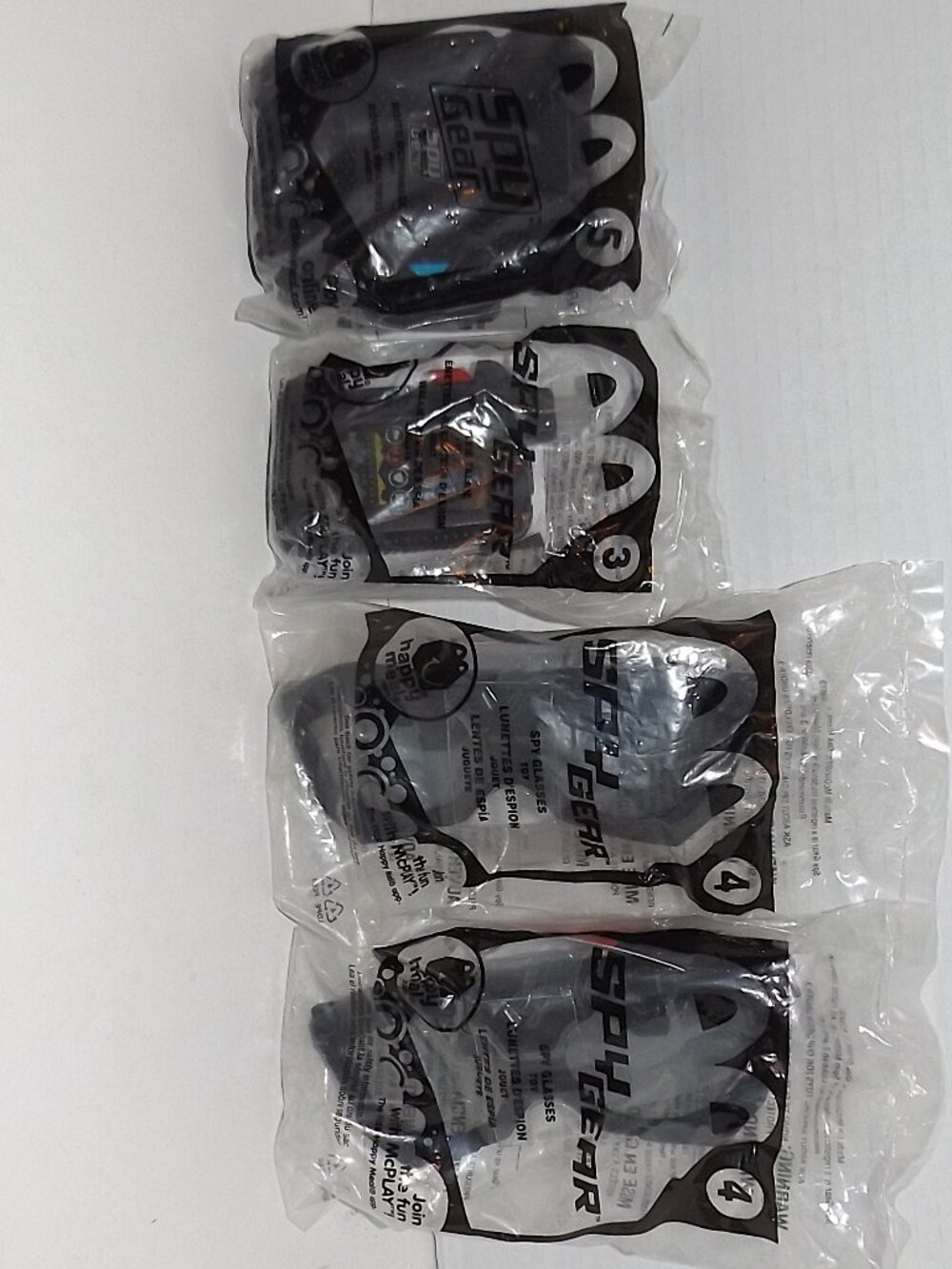 4 Pc 2013/14 McDonald’s Happy Meal Sealed Spy Gear Glasses, Vault, Walkie Talkie